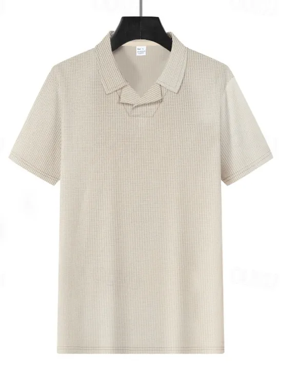 Hot OUKU Men's Golf Shirt Golf Polos Shirts Work Casual Lapel Short Sleeve Basic Modern Plain Patchwork Buttons Summer Regular Fit Sapphire Blue Black White Light Grey Khaki Golf Shirt