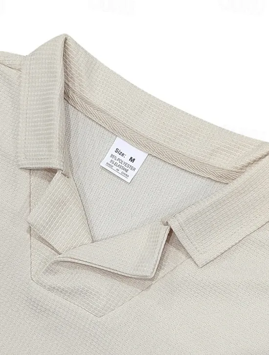 Hot OUKU Men's Golf Shirt Golf Polos Shirts Work Casual Lapel Short Sleeve Basic Modern Plain Patchwork Buttons Summer Regular Fit Sapphire Blue Black White Light Grey Khaki Golf Shirt