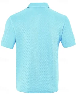 Sale OUKU Men's Golf Shirt Golf Polos Shirts Work Casual Lapel Short Sleeve Basic Modern Plain Buttons Jacquard Summer Spring Regular Fit Black White Navy Blue Khaki Gray Light Blue Golf Shirt