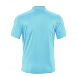 New OUKU Men's Golf Shirt Golf Polos Shirts Work Casual Stand Collar Short Sleeve Basic Modern Color Block Plain Buttons Summer Regular Fit Black White Wine Navy Blue Sky Blue Khaki Golf Shirt