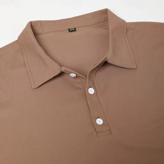 Online OUKU Men's Golf Shirt Knit Polo Street Casual Polo Collar Classic Long Sleeve Fashion Casual Solid Color Plain Button Front Simple Spring & Fall Regular Fit Black White Light Green Pink Wine Navy Blue