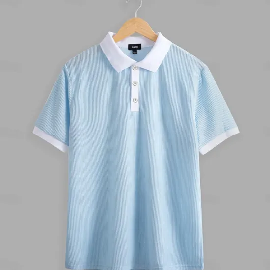 Best OUKU Men's Golf Shirt Knit Polo Business Casual Classic Short Sleeve Fashion Solid Color Button Knitted Summer Spring Regular Fit Light Blue White Burgundy Khaki Grey Golf Shirt