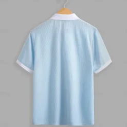 Best OUKU Men's Golf Shirt Knit Polo Business Casual Classic Short Sleeve Fashion Solid Color Button Knitted Summer Spring Regular Fit Light Blue White Burgundy Khaki Grey Golf Shirt