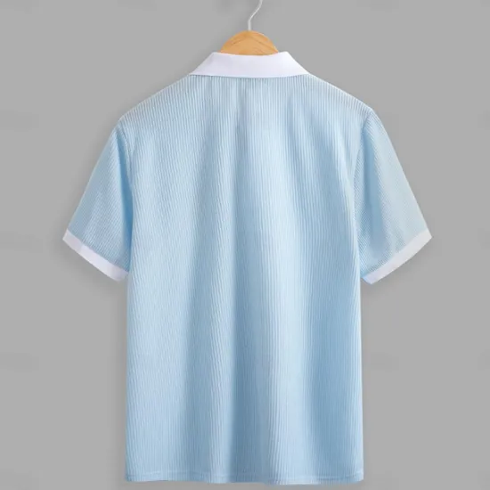 Best OUKU Men's Golf Shirt Knit Polo Business Casual Classic Short Sleeve Fashion Solid Color Button Knitted Summer Spring Regular Fit Light Blue White Burgundy Khaki Grey Golf Shirt