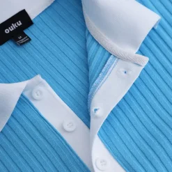 Hot OUKU Men's Golf Shirt Knit Polo Work Casual Ribbed Polo Collar Classic Short Sleeve Basic Modern Color Block Ribbed Spring & Summer Regular Fit White Yellow Blue Green Gray Golf Shirt