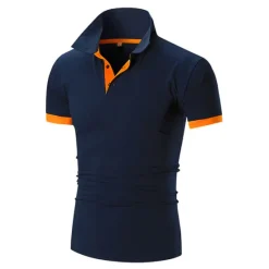 Hot OUKU Men's Golf Shirt Polo Casual Sports Classic Short Sleeve Basic Casual Solid Color Plain Button Front Summer Spring Regular Fit Apple Green Light Pink Golden yellow Lake blue Yellow and Navy Black
