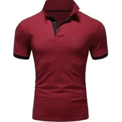 Hot OUKU Men's Golf Shirt Polo Casual Sports Classic Short Sleeve Basic Casual Solid Color Plain Button Front Summer Spring Regular Fit Apple Green Light Pink Golden yellow Lake blue Yellow and Navy Black