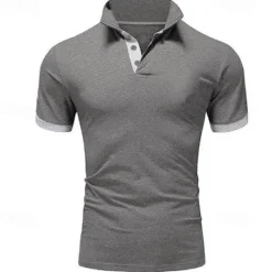 Hot OUKU Men's Golf Shirt Polo Casual Sports Classic Short Sleeve Basic Casual Solid Color Plain Button Front Summer Spring Regular Fit Apple Green Light Pink Golden yellow Lake blue Yellow and Navy Black