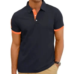New OUKU Men's Golf Shirt Polo Outdoor Sports Button Classic Short Sleeves Basic Simple Style Solid Color Button Front Summer Spring Black Red Blue Orange Light Grey Golf Shirt