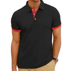 New OUKU Men's Golf Shirt Polo Outdoor Sports Button Classic Short Sleeves Basic Simple Style Solid Color Button Front Summer Spring Black Red Blue Orange Light Grey Golf Shirt