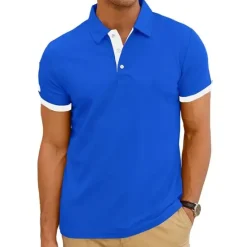 New OUKU Men's Golf Shirt Polo Outdoor Sports Button Classic Short Sleeves Basic Simple Style Solid Color Button Front Summer Spring Black Red Blue Orange Light Grey Golf Shirt