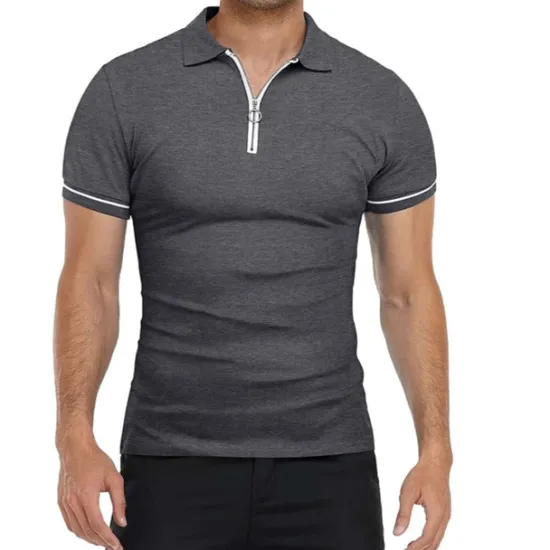 Discount OUKU Men's Golf Shirt Polo Sports & Outdoor Casual Quarter Zip Short Sleeve Fashion Streetwear Solid Color Plain Zipper Summer Light Blue Black White Red Navy Blue Dark Grey Golf Shirt
