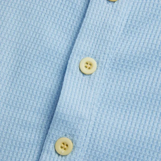 Best OUKU Men's Golf Shirt Waffle Knit Polo Shirt Casual Holiday Lapel Short Sleeve Fashion Old Money Style Plain Button Summer Spring Regular Fit White Light Blue Golf Shirt