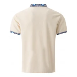 New OUKU Men's Golf Shirt Waffle Knit Polo Shirt Business Active Classic Short Sleeve Fashion Modern Solid Color Buttons Summer Spring Regular Fit Black White Royal Blue Beige Gray Golf Shirt