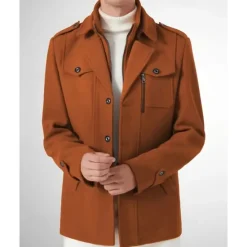 Best OUKU Men's Gothic Winter Jacket Peacoat Vacation Daily Fall & Winter Polyester Thermal Warm Wearable Outerwear Clothing Apparel Fashion Classic Plain Pocket Lapel Single Breasted