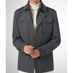 Best OUKU Men's Gothic Winter Jacket Peacoat Vacation Daily Fall & Winter Polyester Thermal Warm Wearable Outerwear Clothing Apparel Fashion Classic Plain Pocket Lapel Single Breasted