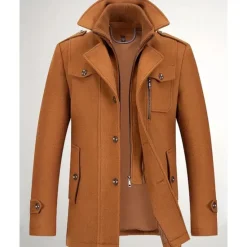Best OUKU Men's Gothic Winter Jacket Peacoat Vacation Daily Fall & Winter Polyester Thermal Warm Wearable Outerwear Clothing Apparel Fashion Classic Plain Pocket Lapel Single Breasted