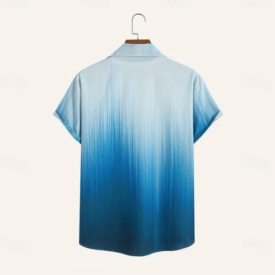 Sale OUKU Men's Gradient Color Coconut Palm Shirt Summer Hawaiian Shirt Button Up Shirt Short Sleeve Hawaiian Vacation Holiday Beach Wear Summer Spring Turndown 3D Print Collared Shirts Front One Pocket Blue