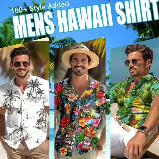Sale OUKU Men's Gradient Color Coconut Palm Shirt Summer Hawaiian Shirt Button Up Shirt Short Sleeve Hawaiian Vacation Holiday Beach Wear Summer Spring Turndown 3D Print Collared Shirts Front One Pocket Blue