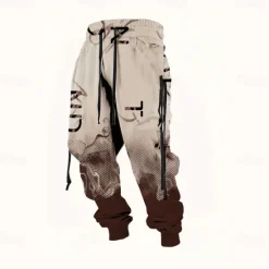 OUKU Men's Gradient Color Letter Print Sweatpants Joggers Trousers Mid Waist Drawstring Elastic Waist Casual Jogging Streetwear Workout Athletic Sweatpants with Pockets Spring Fall 3D Print Black Wine