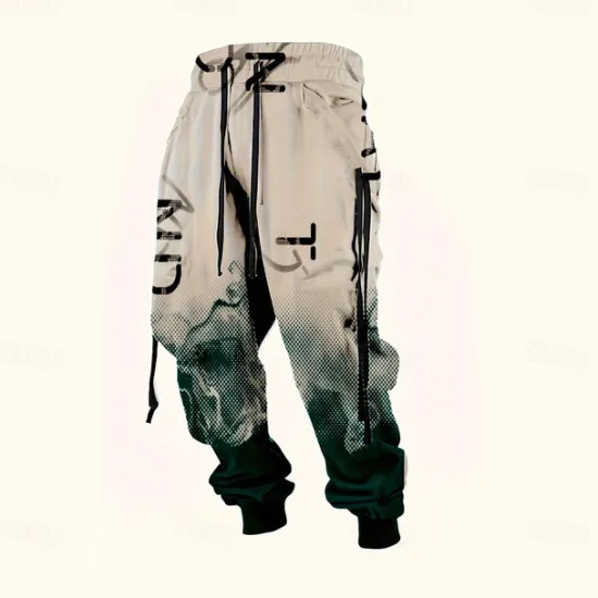 OUKU Men's Gradient Color Letter Print Sweatpants Joggers Trousers Mid Waist Drawstring Elastic Waist Casual Jogging Streetwear Workout Athletic Sweatpants with Pockets Spring Fall 3D Print Black Wine