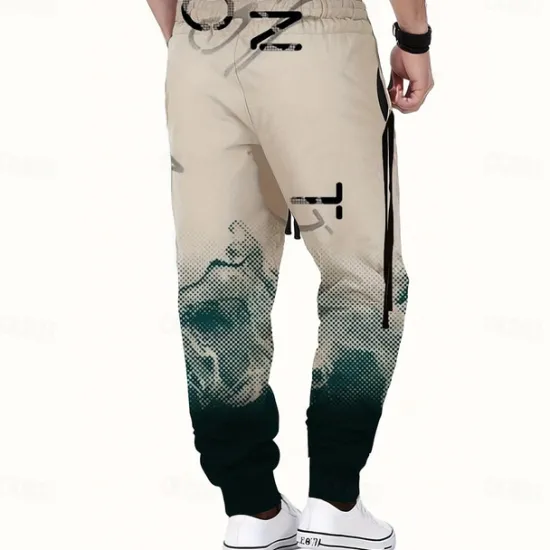 OUKU Men's Gradient Color Letter Print Sweatpants Joggers Trousers Mid Waist Drawstring Elastic Waist Casual Jogging Streetwear Workout Athletic Sweatpants with Pockets Spring Fall 3D Print Black Wine