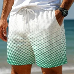 New OUKU Men's Gradient Color Waffle Shorts Sweat Shorts Casual Shorts Mid Waist Fashion Casual Vacation Jogging Workout Elastic Drawstring Waist Shorts with Pockets Designer Clothing Apparel