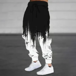Sale OUKU Men's Gradient Dripping Ink Sweatpants Joggers Trousers Mid Waist Drawstring Elastic Waist Casual Jogging Streetwear Workout Athletic Sweatpants with Pockets Spring Fall 3D Print Black Red Purple