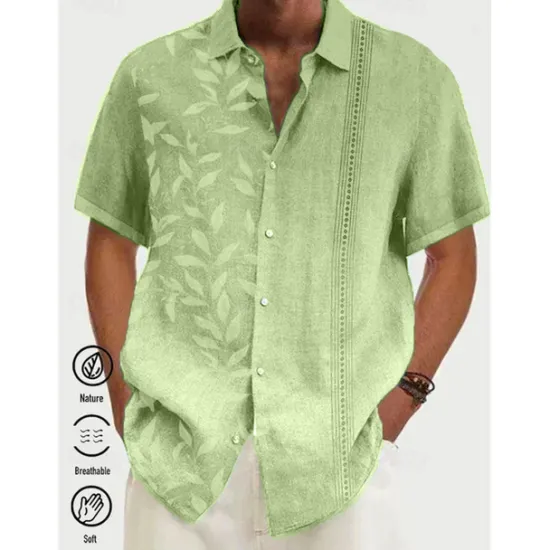 OUKU Men's Gradient Leaves Tropical Plants Shirt Summer Hawaiian Shirt Aloha Shirt Short Sleeves Shirt Turndown Tropical Fashion Streetwear Daily Hawaiian Holiday Pink Blue Purple S M L