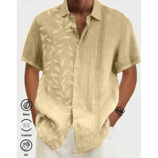 OUKU Men's Gradient Leaves Tropical Plants Shirt Summer Hawaiian Shirt Aloha Shirt Short Sleeves Shirt Turndown Tropical Fashion Streetwear Daily Hawaiian Holiday Pink Blue Purple S M L