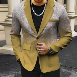 Hot OUKU Men's Gradient Long Sleeve Turndown Business Abstract Casual Work Wear to work Going out Buttons Print Multi Pocket