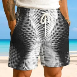 Hot OUKU Men's Gradient Round Dots Waffle Shorts Sweat Shorts Casual Shorts Mid Waist Fashion Casual Vacation Jogging Workout Elastic Drawstring Waist Shorts with Pockets Designer Clothing Apparel