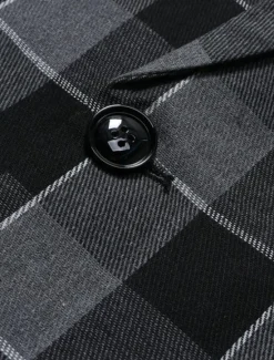 Sale OUKU Men's Graduation Blazer Business Cocktail Party Wedding Party Fashion Casual Spring Autumn / Fall Polyester Plaid Pocket Buttons Comfortable Single Breasted Blazer Gray