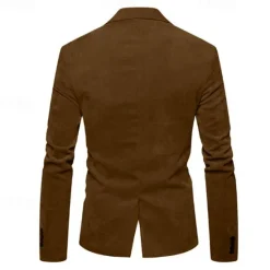 OUKU Men's Graduation Blazer Business Cocktail Party Wedding Party Fashion Casual Spring & Fall Corduroy Solid Color Pocket Buttons Comfortable Single Breasted Blazer Burgundy khaki