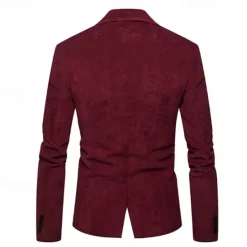 OUKU Men's Graduation Blazer Business Cocktail Party Wedding Party Fashion Casual Spring & Fall Corduroy Solid Color Pocket Buttons Comfortable Single Breasted Blazer Burgundy khaki