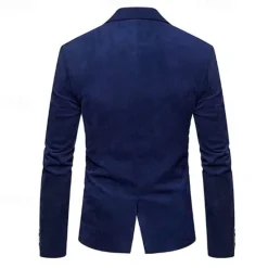 OUKU Men's Graduation Blazer Business Cocktail Party Wedding Party Fashion Casual Spring & Fall Corduroy Solid Color Pocket Buttons Comfortable Single Breasted Blazer Burgundy khaki