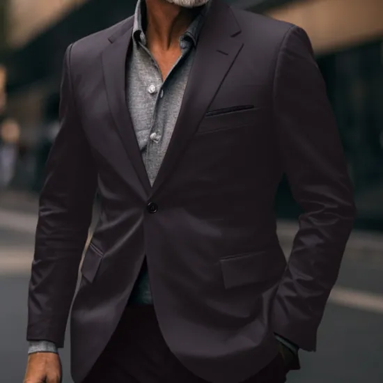 Hot OUKU Men's Graduation Blazer Business Formal Evening Wedding Party Fashion Casual Spring & Fall Polyester Plain Pocket Casual / Daily Single Breasted Blazer Dark Gray Black White Red