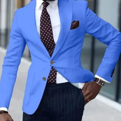 Hot OUKU Men's Graduation Blazer Business Cocktail Party Wedding Party Fashion Casual Spring & Fall Polyester Solid Color Pocket Buttons Comfortable Single Breasted Blazer Light Pink White Yellow Pink