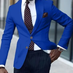 Hot OUKU Men's Graduation Blazer Business Cocktail Party Wedding Party Fashion Casual Spring & Fall Polyester Solid Color Pocket Buttons Comfortable Single Breasted Blazer Light Pink White Yellow Pink