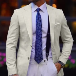 OUKU Men's Graduation Blazer Business Cocktail Party Wedding Party Fashion Casual Spring & Fall Polyester Solid Color Pocket Buttons Comfortable Single Breasted Blazer Coffee Light Blue Gray