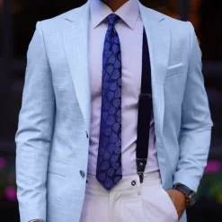 OUKU Men's Graduation Blazer Business Cocktail Party Wedding Party Fashion Casual Spring & Fall Polyester Solid Color Pocket Buttons Comfortable Single Breasted Blazer Coffee Light Blue Gray