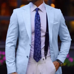 OUKU Men's Graduation Blazer Business Cocktail Party Wedding Party Fashion Casual Spring & Fall Polyester Solid Color Pocket Buttons Comfortable Single Breasted Blazer Coffee Light Blue Gray