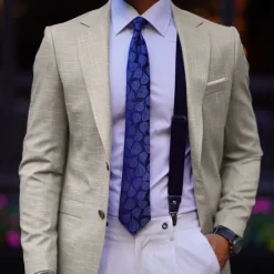 OUKU Men's Graduation Blazer Business Cocktail Party Wedding Party Fashion Casual Spring & Fall Polyester Solid Color Pocket Buttons Comfortable Single Breasted Blazer Coffee Light Blue Gray
