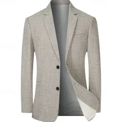 OUKU Men's Graduation Blazer Business Cocktail Party Wedding Party Fashion Casual Spring & Fall Polyester Solid Color Pocket Buttons Comfortable Single Breasted Blazer Coffee Light Blue Gray