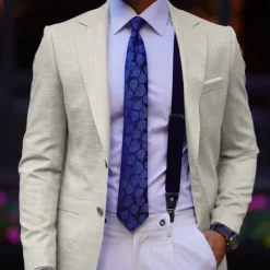 OUKU Men's Graduation Blazer Business Cocktail Party Wedding Party Fashion Casual Spring & Fall Polyester Solid Color Pocket Buttons Comfortable Single Breasted Blazer Coffee Light Blue Gray