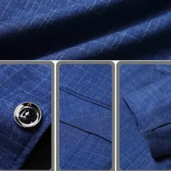 Best OUKU Men's Graduation Blazer Business Cocktail Party Wedding Party Without Dress Pants Fashion Casual Spring & Fall Polyester Plain Pocket Buttons Comfortable Single Breasted Blazer Blue