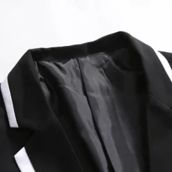 Discount OUKU Men's Graduation Blazer Business Cocktail Party Wedding Party Fashion Casual Spring & Fall Polyester Color Block Pocket Buttons Comfortable Single Breasted Blazer Black