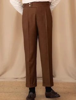 Discount OUKU Men's Graduation Dress Pants Trousers Chinos Buttons Pocket Plain Comfort Formal Party Work Fashion Classic Style Black Brown Micro-elastic