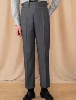 Discount OUKU Men's Graduation Dress Pants Trousers Chinos Buttons Pocket Plain Comfort Formal Party Work Fashion Classic Style Black Brown Micro-elastic