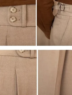 Discount OUKU Men's Graduation Dress Pants Trousers Chinos Buttons Pocket Plain Comfort Formal Party Work Fashion Classic Style Black Brown Micro-elastic